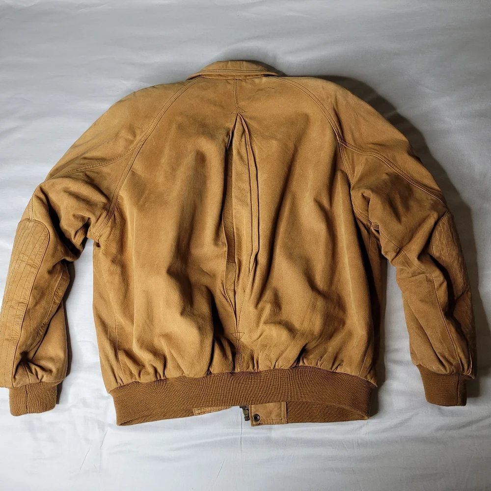 Marlboro Brown Leather Bomber Jacket Size Medium - Picture 7 of 8